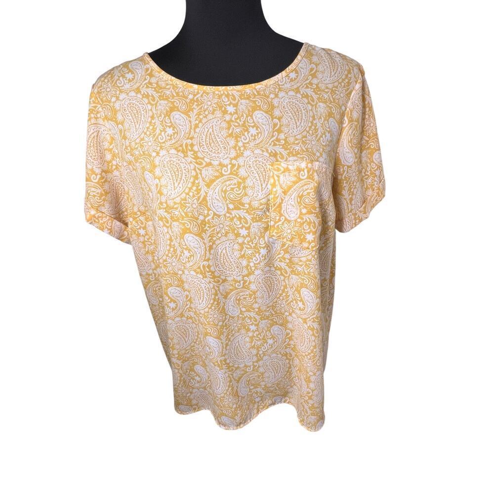 Lauren Conrad Women's Size M Foral Paisley Stretch office Stretch Y2K Blouse